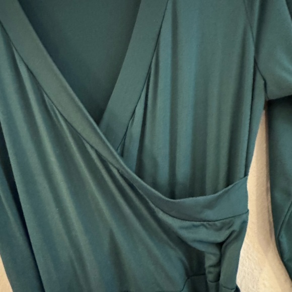 Emerald Green Faux Wrap Maxi Dress sz Large - Picture 2 of 8
